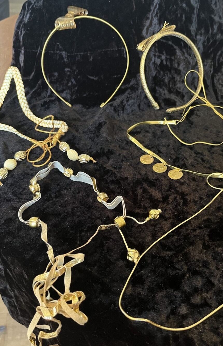 VTG 70s-80s Gold Hair Tie HeadBand Retro Mod Hair Accessories Boho Disco Lot